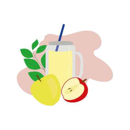 vector illustration apple juice with applesのイラスト素材