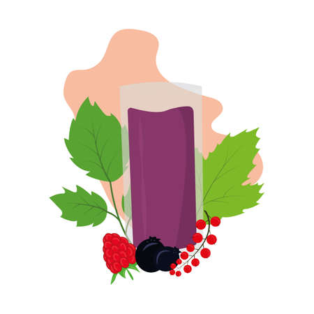 vector illustration of berry juice depicting raspberries, blueberries, currantsのイラスト素材