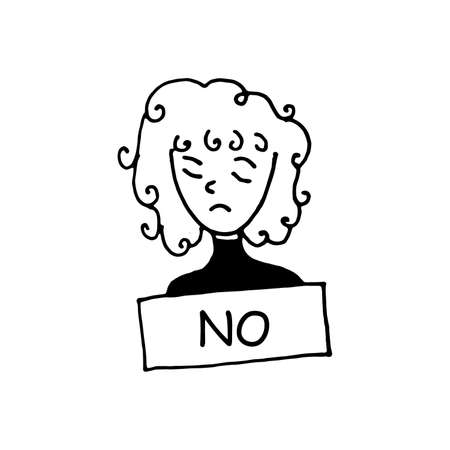 vector illustration girl with emotion "no"のイラスト素材