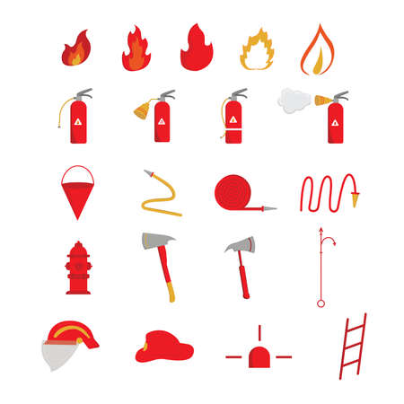 vector illustration set of firemanのイラスト素材