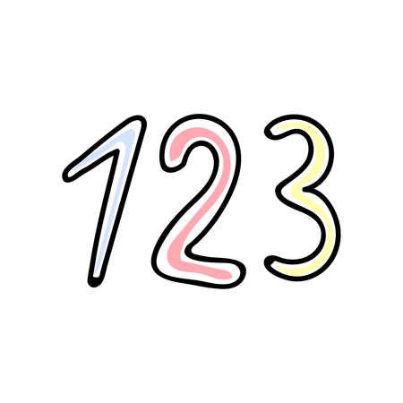 vector illustration of numbers in doodle styleのイラスト素材