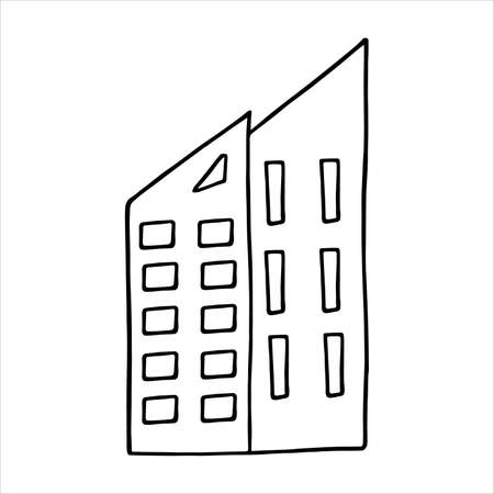 Vector illustration of multi-storey house in doodle styleのイラスト素材