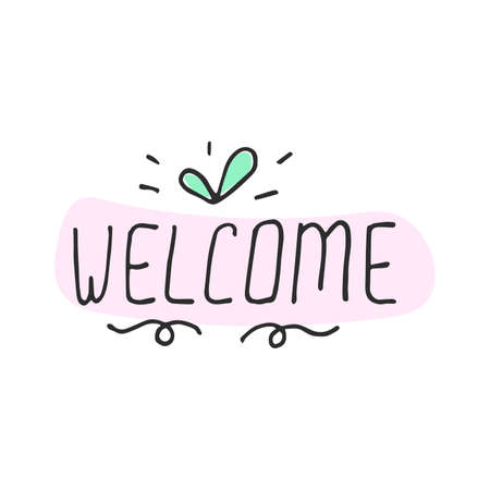 Vector illustration welcome in doodle styleのイラスト素材