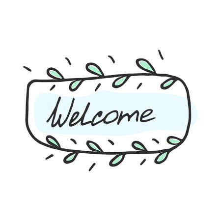 Vector illustration welcome in doodle styleのイラスト素材
