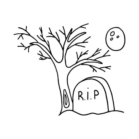 Vector illustration set of halloween in doodle styleのイラスト素材