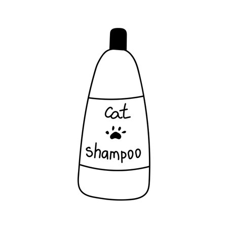 Hand drawn vector cat shampoo. isolated on white backgroundのイラスト素材