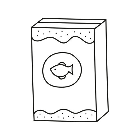 Hand drawn vector illustration of fish food.Isolated on white backgroundのイラスト素材