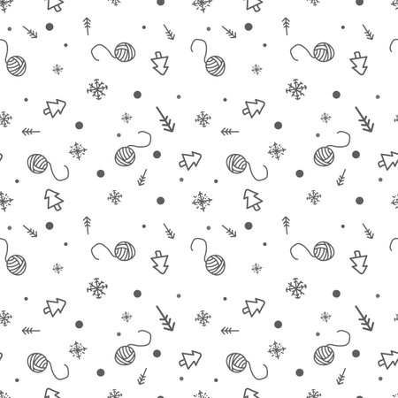 Hand drawn winter seamless vector pattern.のイラスト素材
