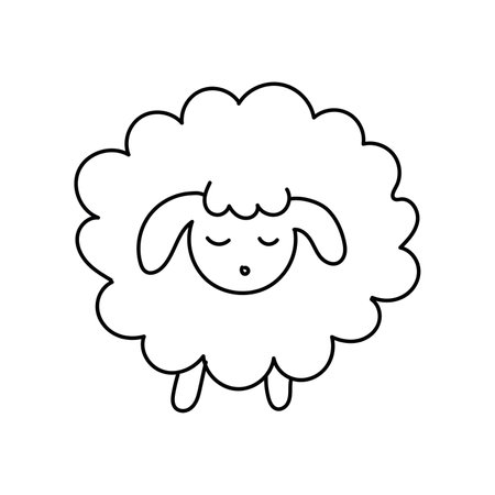 Hand drawn vector illustration of a sheepのイラスト素材