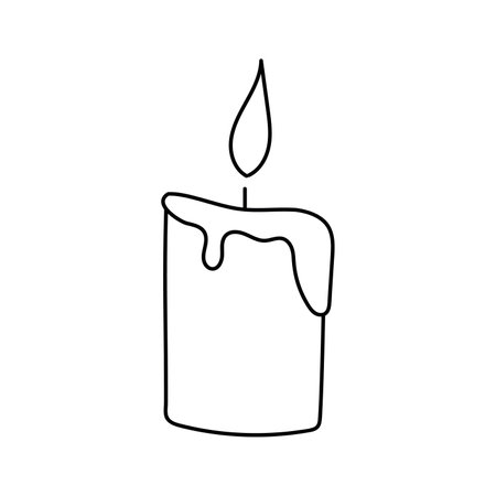 Hand drawn vector illustration burning candle.のイラスト素材