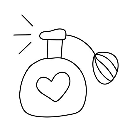 Hand drawn vector illustration of perfume bottle. isolated on white backgroundのイラスト素材