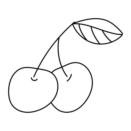 Hand drawn vector illustration cherry. isolated on white backgroundのイラスト素材