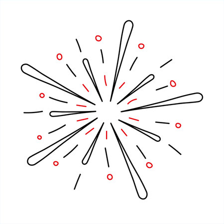 Hand drawn fireworks vector illustration. isolated on white backgroundのイラスト素材
