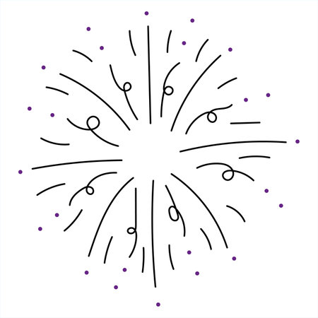 Hand drawn fireworks vector illustration. isolated on white backgroundのイラスト素材