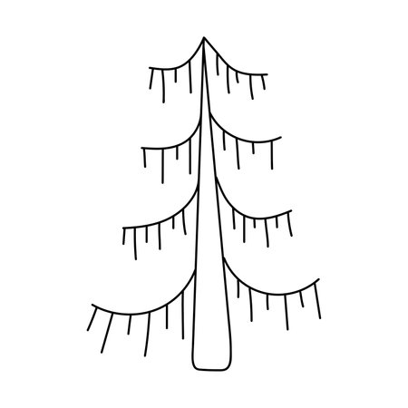 hand drawn illustration christmas treeのイラスト素材