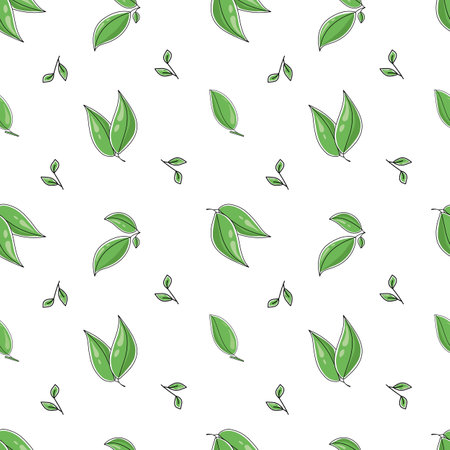 Vector seamless pattern tea leaves.のイラスト素材