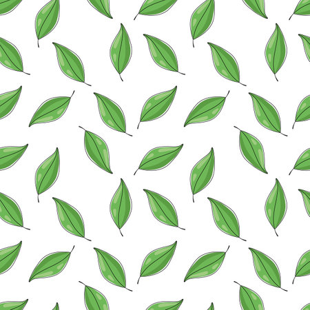 Vector seamless pattern tea leaves.のイラスト素材