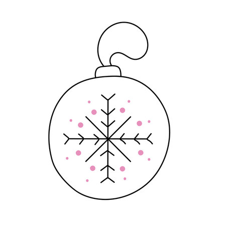 Hand drawn Christmas decoration ball with a pattern. isolated on white backgroundのイラスト素材