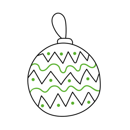 Hand drawn Christmas decoration ball with a patternのイラスト素材