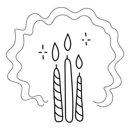 Hand drawn illustration of magical candles. isolated on white backgroundのイラスト素材