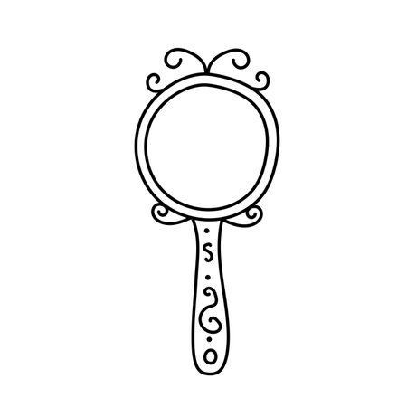 Hand drawn illustration vintage mirror. isolated on white backgroundのイラスト素材