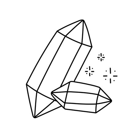 Hand drawn illustration of magic crystals. isolated on white backgroundのイラスト素材
