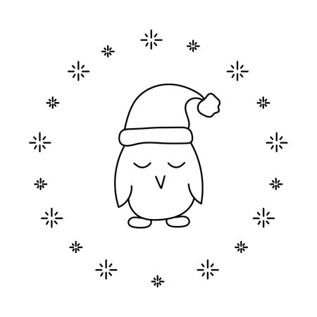 Christmas Owl - An hand drawn vector illustration. isolated on white backgroundのイラスト素材