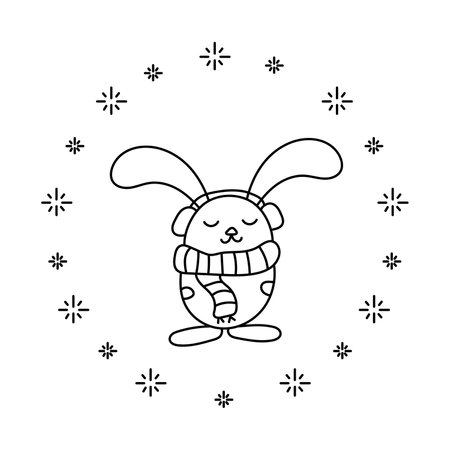 Christmas Hare - An hand drawn vector illustration. isolated on white backgroundのイラスト素材