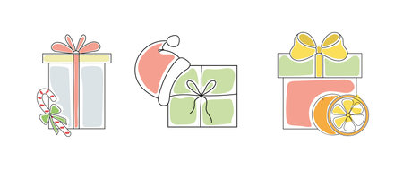 Set of Christmas gift box. isolated on white backgroundのイラスト素材