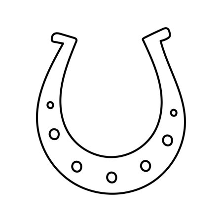 Horseshoe for good luck. Isolated on white background in doodle styleのイラスト素材