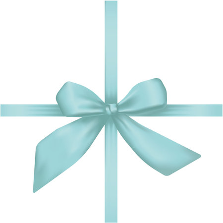 Vector illustration of a blue bow with a ribbon, realism. isolated on white backgroundのイラスト素材
