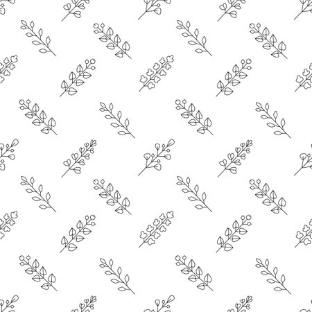 Plant seamless vector pattern .Isolated on white backgroundのイラスト素材