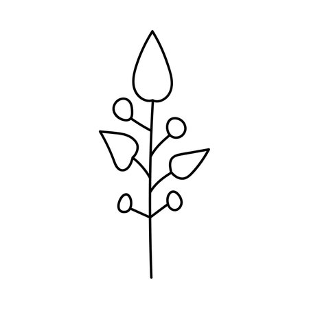 hand drawn branch with leaves. isolated on white backgroundのイラスト素材