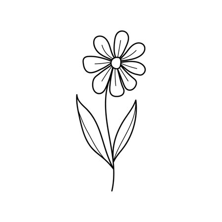 Hand drawn illustration of flowers in doodle style. isolated on white backgroundのイラスト素材