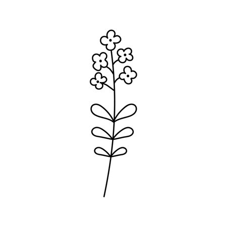 Hand drawn illustration of flowers in doodle style. isolated on white backgroundのイラスト素材