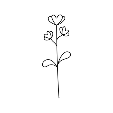 Hand drawn illustration of flowers in doodle style. isolated on white backgroundのイラスト素材