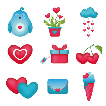 Vector illustration set of lovers.Isolated on white backgroundのイラスト素材