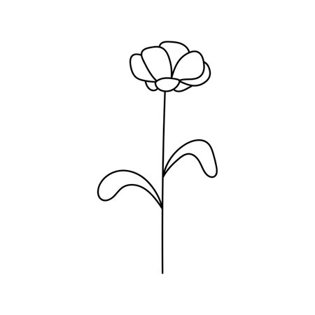 Hand drawn illustration of flowers in doodle style. isolated on white backgroundのイラスト素材