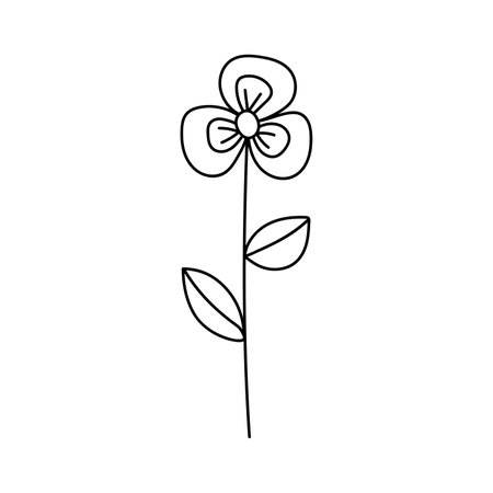 Hand drawn illustration of flowers in doodle style. isolated on white backgroundのイラスト素材
