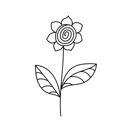 Hand drawn illustration of flowers in doodle style. isolated on white backgroundのイラスト素材