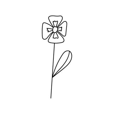 Hand drawn illustration of flowers in doodle style. isolated on white backgroundのイラスト素材