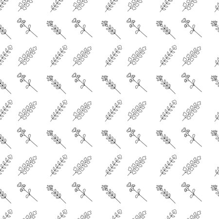 Hand drawn seamless pattern flowers in doodle style. isolated on white backgroundのイラスト素材