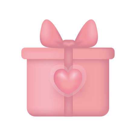 Vector illustration of a gift box with a heart 3D. isolated on white backgroundのイラスト素材