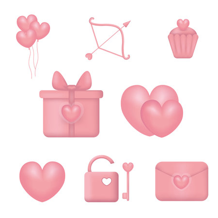 Vector illustration set love 3d. isolated on white backgroundのイラスト素材