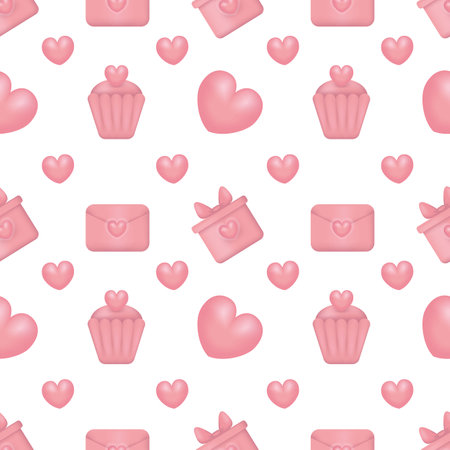 Vector illustration of love seamless pattern. isolated on white backgroundのイラスト素材