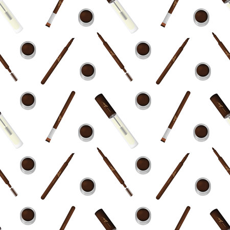 Eyebrow makeup vector seamless pattern. isolated on white backgroundのイラスト素材