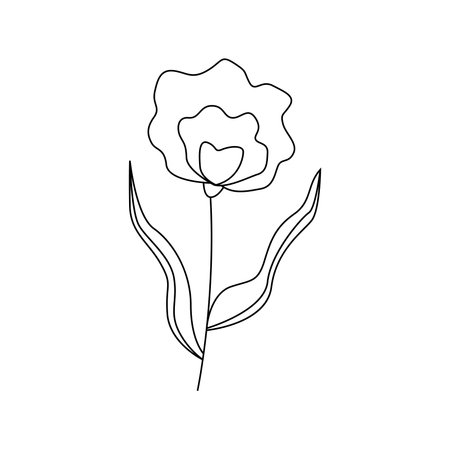 Hand drawn spring flower with leaves. isolated on white backgroundのイラスト素材