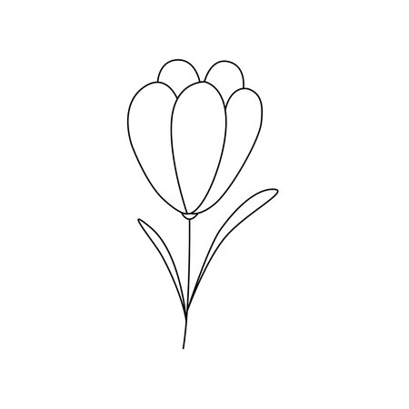 Hand drawn spring flower with leaves. isolated on white backgroundのイラスト素材