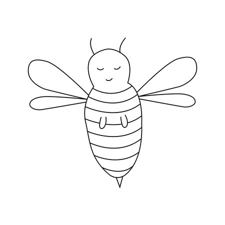 Hand drawn illustration bee. isolated on white backgroundのイラスト素材
