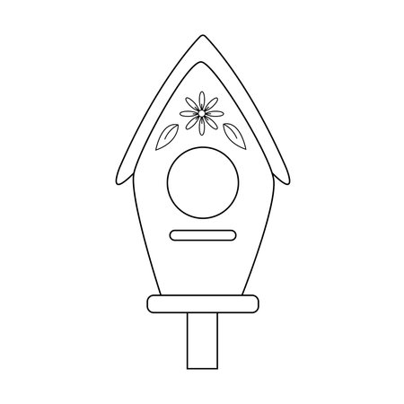 Hand drawn illustration of birdhouse. isolated on white backgroundのイラスト素材